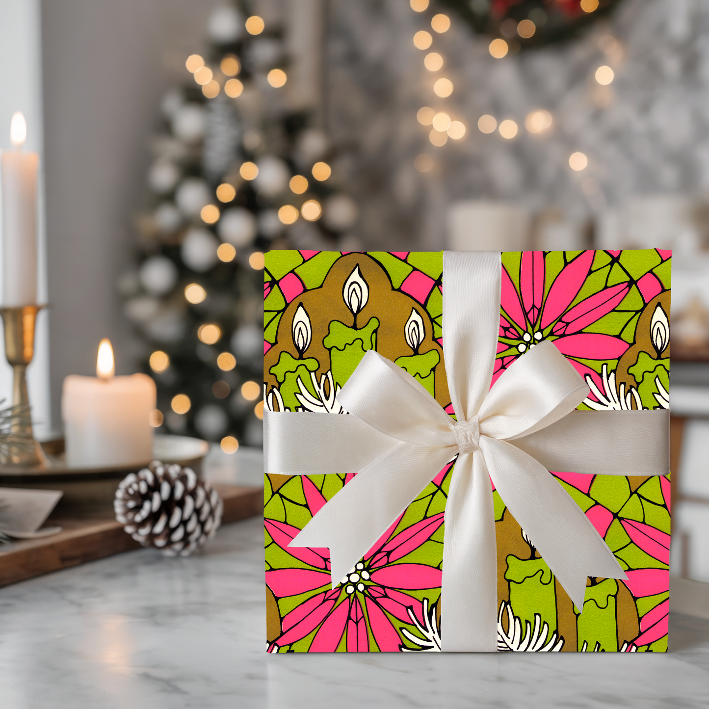 Stained glass poinsettias