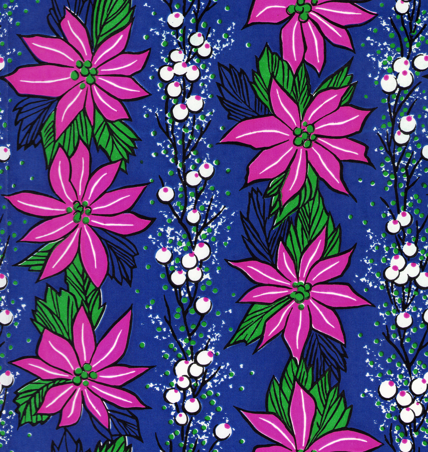 Pink poinsettias on blue