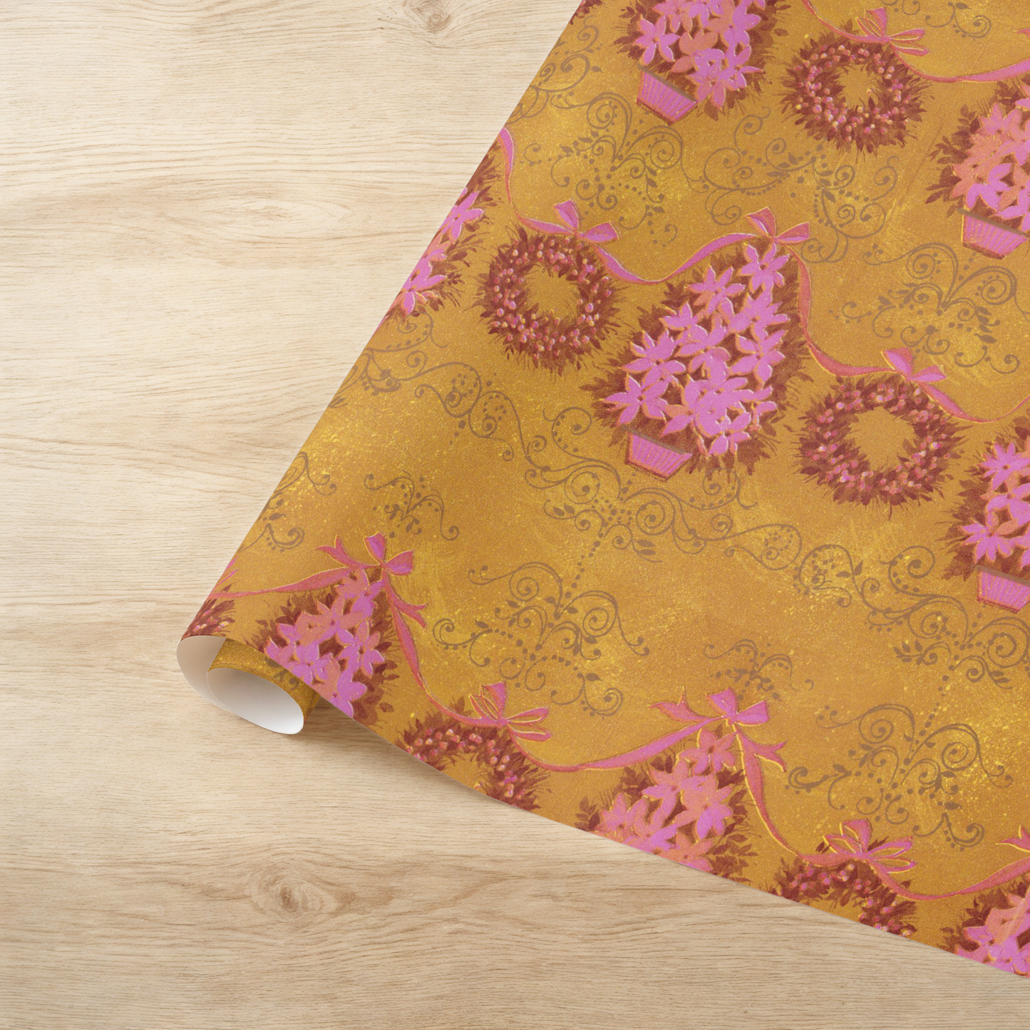Hot Pink Poinsettia Tree on Gold