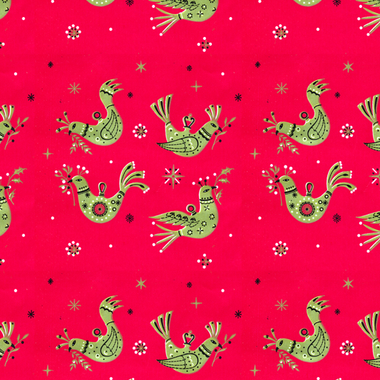 Gold Partridges on Red