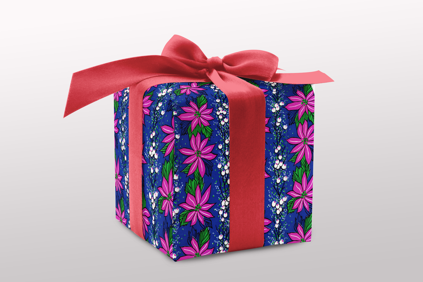 Pink poinsettias on blue